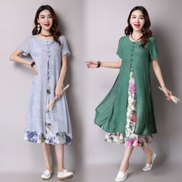 2020 Spring Autumn Dress+cardigan Women Sets Cotton Maxi Long Dress And Cardigan Two Piece Set Printed Set Suit Plus Size M-2XL