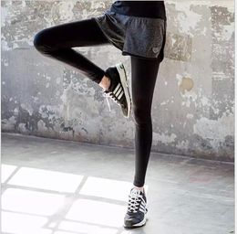 Female Printed Fake Two Fitness Pants Female Running Pants Yoga Clothes Tight Leisure Pants Female