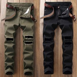 Fashion-Newly Designer Men Jeans Slim Fit Stretch Destroyed Ripped Jeans Plus Size 29-40 Hip Hop Streetwear Brand Men Long Pants