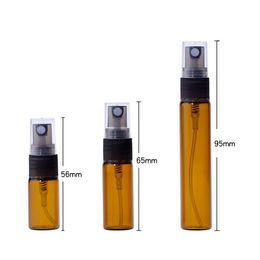 3ml 5ml 10ml Mini Amber Glass Perfume Spray Bottle Travel Refillable Empty Cosmetic Water Atomizer Bottles LX1760