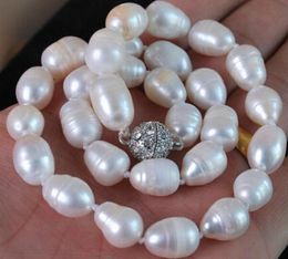 FREE SHIPPING +++ + 9x11MM Genuine white akoya cultured pearl necklace 17"