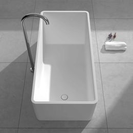 1500x650x500mm Solid Surface Stone Bathtub Rectangular Freestanding Seamless Tub RS6587