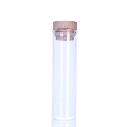 Natural Bamboo Wood Cover Portable Glass Bottle Case Innovative Sealed Container Jar For Herb Spice Miller Cigarette Tobacco Smoking DHL
