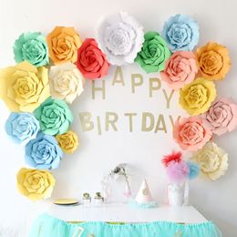 20cm DIY Paper Flower Backdrop Decoration Wedding Birthday Party Wall Decorative Flower Dessert Bar Decor Artificial Flower