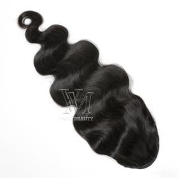 European Single Drawn Horsetail Tight Hole Clip In 120g #1B Body Wave Drawstring Ponytails Remy Virgin Human Hair Extensions