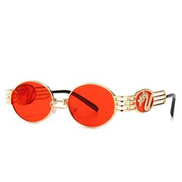 steampunk oval sunglasses women men 2020 yellow pink red gothic sun glasses punk style occhiali da sole