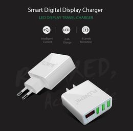 FLOVEME USB Charger 15W 3 Ports+LED Display Portable Phone Chargers Fast USB Charging Travel Adapter For iPhone X 8 Samsung S8