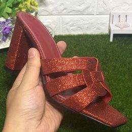 Hot Sale-2018 New Summer sexy stiletto high-heeled slippers pointed toe fashion footwear patent leather women fashion sandal slipper