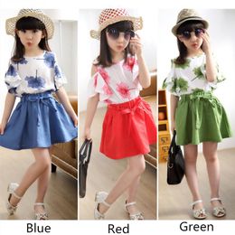 Cotton and Linen Summer Teenage Girls Suit Girl Clothing Set Kids Princess Children Clothes Sets Outfits 5 6 8 9 10 11 12 Years