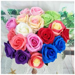 Single emulation rose Wedding decoration simulation flower Hand Feel moisturizing rose Valentine's Day gift T9I00380