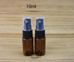 100pcs/Lot Promotion Amber 10ml Plastic Spray Bottle Atomize 1/3OZ Perfume Small Cosmetic Container Refillable Portable Vial