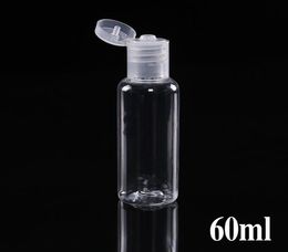 60ml PET plastic bottle with flip cap transparent round shape bottle for makeup remover disposable hand sanitizer gel SN4341