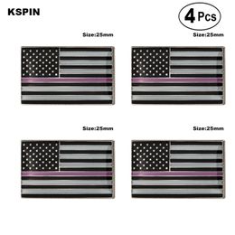 U.S.A Police Pink Brooches Lapel Pin Flag badge Brooch Pins Badges 4PC