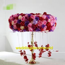 no flowers including )Gold Color Handmade Silk Table Centerpieces For Wedding Decor metal Stander decor530