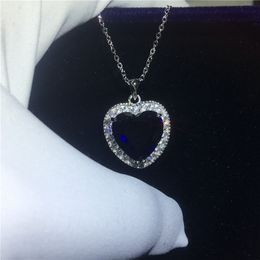 Oceanheart Kate Winslet pendant With necklace 925 Sterling silver Blue 5A zircon Cz Engagement wedding Pendants for women Gift