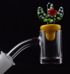 DHL Latest 5mm Bottom Flat Top 10mm 14mm 18mm male female quartz banger nail With Cactus Duck Carb Cap for mini glass rigs