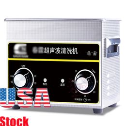 US Stock Stainless Steel 3.2L Sonic Ultrasonic Cleaning Heater Necklace Cleaner Equipment Skin Care Beauty Machine