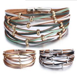 Fashion Gold Sliver Couple Bracelet 2019 For Women Love Vintage Leather Friendship Bracelets & Bangles Femme Punk Jewelry