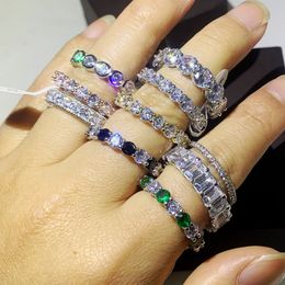2020 Sparkling Luxury Jewelry 925 Sterling Silver White Topaz Cz Diamond Gemstones Promise Women Wedding Engagement Band Ring for Lover Gift UWF5