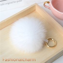 10cm 4" Real Fox Fur Ball Pompom Charm Keychain Phone Pendant Keyring Tassels