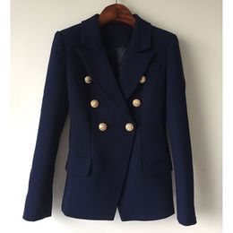 Women Blazers High Quality Double Breasted Navy Blue Classic Suit Coat Female Formal Business Slim Jackets Autumn Winter Clothing P787