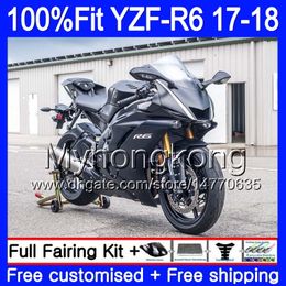 Injection Kit For YAMAHA YZF600 YZF R6 YZF 600 YZF-R6 17 18 248HM.26 YZF R 6 YZF-600 YZFR6 Flat black stock 2017 2018 Fairing Body + 7Gifts