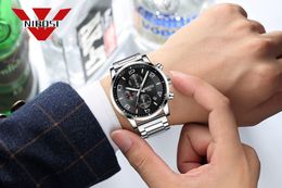 NIBOSI New Type Luxury Watch Quartz Wrist Watch Fashion Stainless Steel Watch for Man Relogio Masculino Exquisite Silver263U