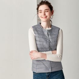 New Causal Women Gilet in piumino d'anatra bianco Gilet ultra leggero Giacca invernale senza maniche con colletto tondo senza peso T190905