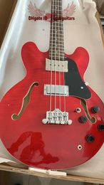 Classic Guitar Quality new arrival jazz Hollow 4 Strings red Electric Bass Guitar