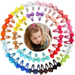 2.75" Hair Bows Snap on Metal Clips No Slip Fully Wrapped Hair Barrettes for Toddlers Girls Kids Women Hair Acces