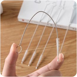 8 inch 175*30*6mm Reusable Stainless Steel Drinking Straws Cleaning Brush Cleans Sippy Cup Glass Straws Brush In Bulk