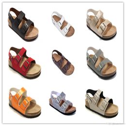 2019 New style Famous Arizona With Orignal Brand Logo Men's Flat Sandals Woman Casual double Buckle Summer Beach Genuine Leather Sandals