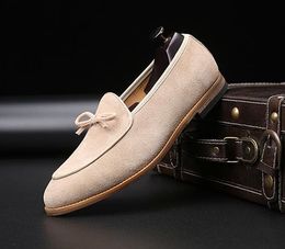 Suede Leather Men Loafer Shoes Fashion Slip On Male Shoes Casual Shoes Man Party Wedding Footwear Big Size 37-48