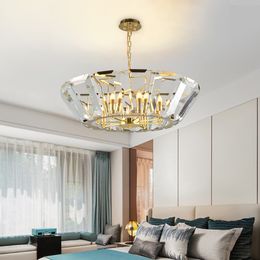 Luxury crystal chandelier lighting Living Room Lobby living room bedroom cone shape suspension hanging lamp lustre de cristal