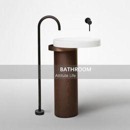 Bathroom Basin Sink Faucet Solid Brass Dual Handle Brushed Gold Black Hot Cold Mixer Water Tap Retro Industrial Style