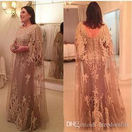 New Designer Champagne Plus Size Mermaid Mother Of Bride Watteau Train Lace Applique Formal Dresses Evening Robes De Fte