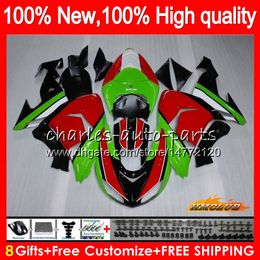 Body For KAWASAKI ZX 10 R ZX-1000 green red frame ZX-10R 06 07 Bodywork 44HC.21 ZX1000 CC ZX10R 06 07 ZX 1000CC ZX 10R 2006 2007 Fairing kit