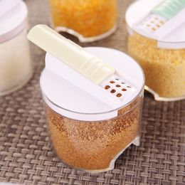 5pcs/Set Kitchen Creative Transparent Seasoning Cans Kitchen Cylindra Spice Rack Condiment Bottles Pepper Shakers Box