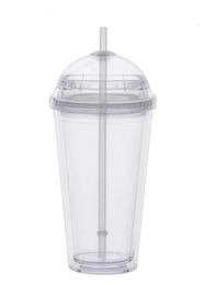 Acrylic tumbler with dome lid plus straw double wall 20oz Acrylic tumbler Clear Plastic Cup beautiful drinking cup