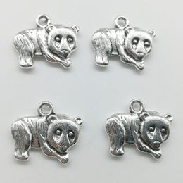 100pcs Panda Animal Charms Pendants Retro Jewellery Accessories DIY Antique silver Pendant For Bracelet Earrings Keychain 14*17mm