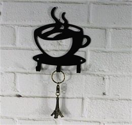 -Coffee Cup Black 3 Crochet Porte-clés en métal crochets rack cintre Organisateur Accueil mur Décore chaud Vente 6fl UU