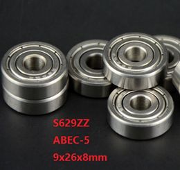 50pcs/lot S629ZZ S629 ZZ 9*26*8mm Stainless steel Ball bearing Miniature Stainless steel Deep Groove Ball Bearings 9x26x8mm