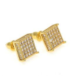Iced Out CZ Gold Lab Stud Earrings Cubic Zircon Bling Earrings For Men Women Hip Hop Fashion Jewellery Earring