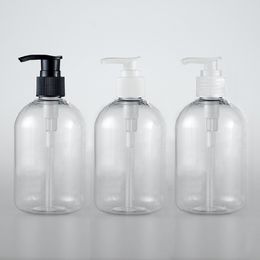 20pcs 350ml clear round lotion pump bottle,white shampoo containers for cosmetic packaging with liquid soap dispenser