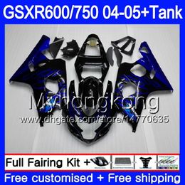 Blue flames Body +Tank For SUZUKI GSXR 750 GSX R750 K4 GSXR 600 GSX-R600 04 05 295HM.16 GSXR-750 GSXR600 04 05 GSXR750 2004 2005 Fairings