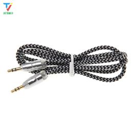 500pcs/lot Cell phones cables Braided Weave AUX 3.5mm Male Stereo Aux Audio Extendtion Cables For Cell phones MP3 Speaker Tablet
