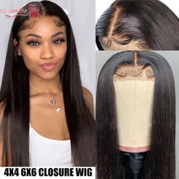 brazilian straight lace closure wigs pre plucked hairline with baby hair 1030inch wig 100 remy human hair 4x4 6x6 closure wigs