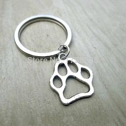 Paw Print Keychains for Car Key Women Bag Charm Pendant Fashion Diy Jewelry Making Key Chain Ring Accessories Silver Color
