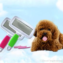 Handle Shedding Pet Dog Cat Hair Brush Grooming Dense Comb Slicker Brushes For Pet Plastic Handle Brush Pet Brush Dog Accessories BH2085 CY