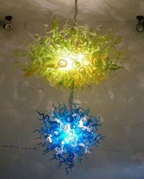 Large Modern Twins Art Chandeliers Lamps 80Inches 100% Hand Blown Murano Glass LED Chandelier Light Fixture